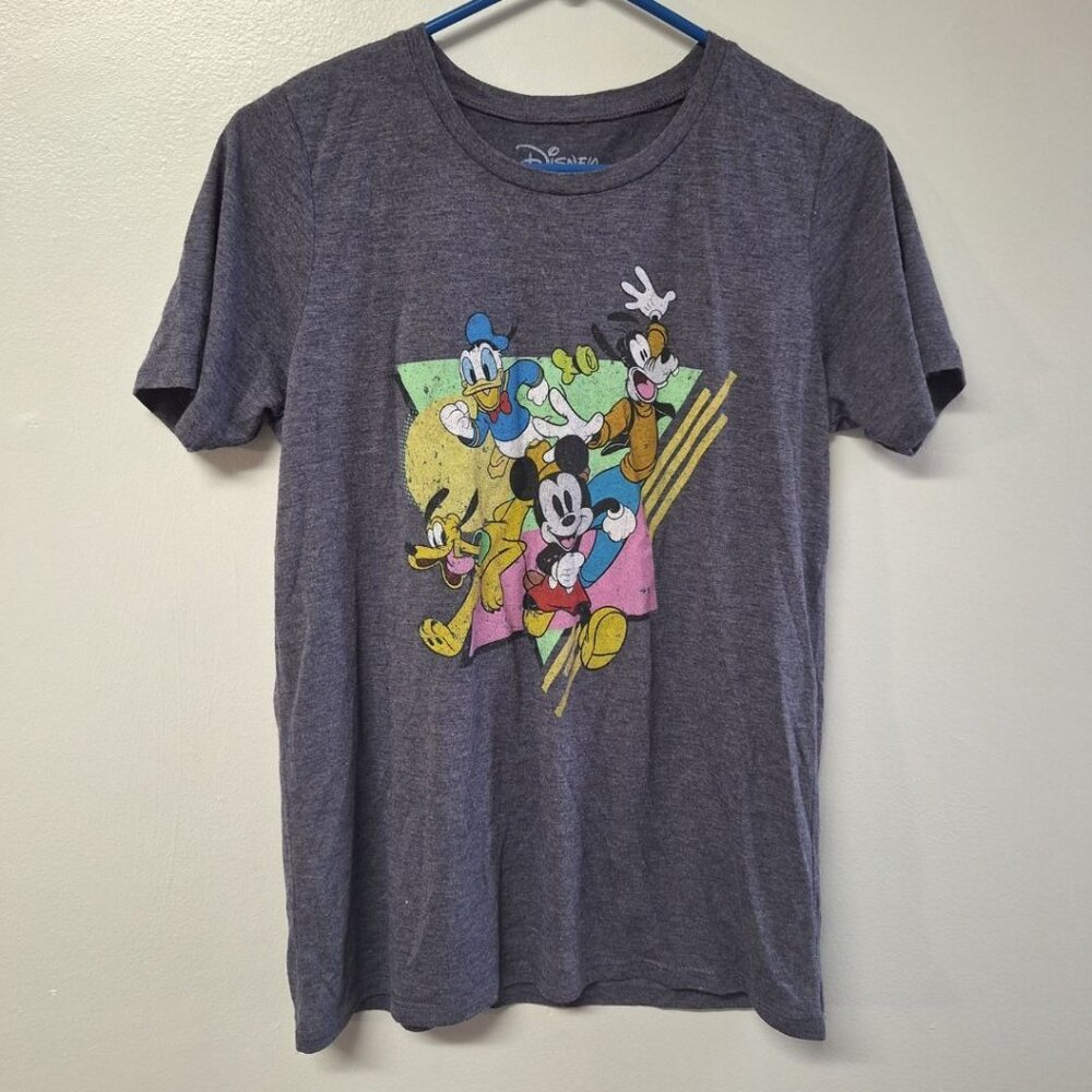 Disney Graphic Tee Shirt Thin Gray Boys Youth Large Mickey Goofy Donald Pluto